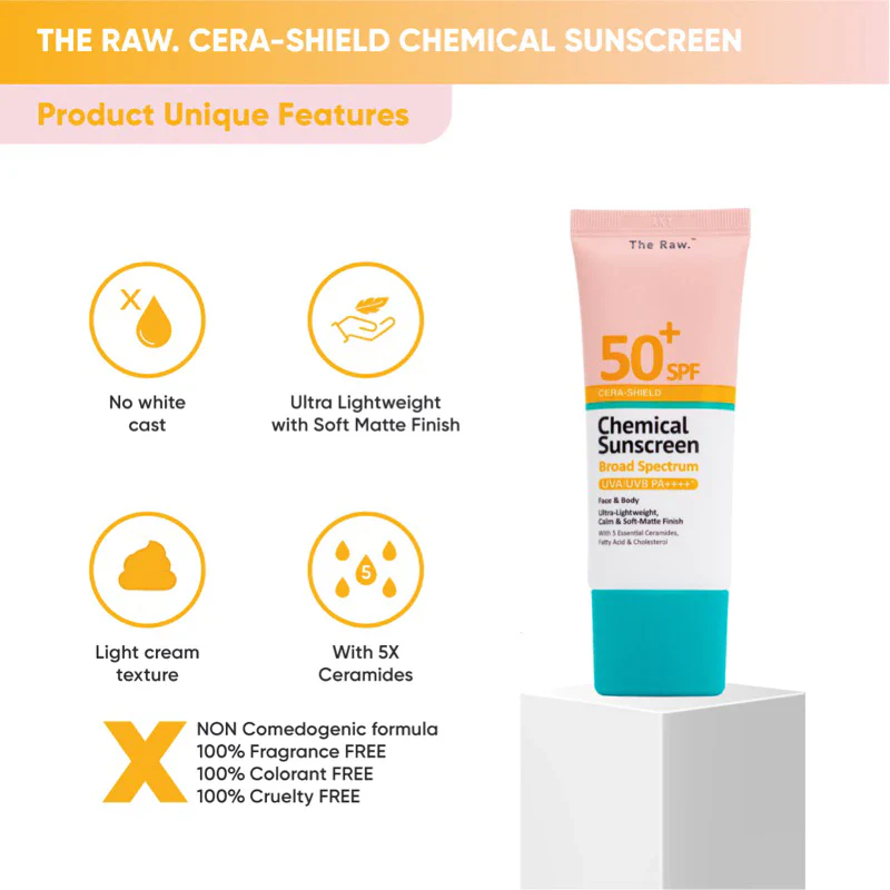 Cera-Shield Chemical Sunscreen for Oily/Acne Prone Skin 30ml SPF 50+ PA++++* Broad Spectrum UVA / UVB (For Face & Body) - Image 4